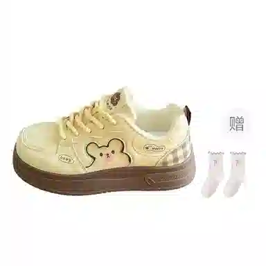 乐乐鱼 可爱简约时尚厚底休闲运动舒适 包裹性耐磨轻便透气增高 低帮 板鞋 女