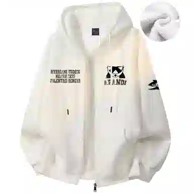 阿凡迪 【重磅华棉】美式潮流校园基础款品牌字母复古涂鸦印花高街通勤个性穿搭少年感无性别主义宽松简约拉链开衫连帽卫衣 男女同款