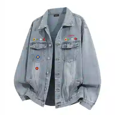 SOIEPLUS Vintage Embroidered Denim Jacket
