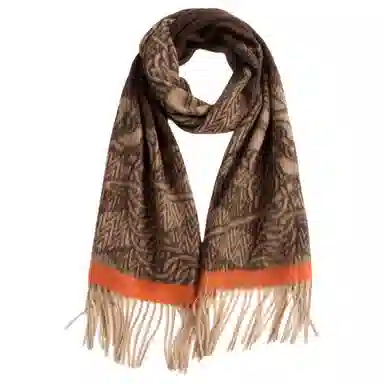 一米画纱 优雅保暖高级气质提花粗纺工艺加厚保暖高端轻奢优雅流苏 山羊绒 绒线围巾 女款