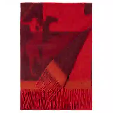 一米画纱 优雅保暖高级气质提花粗纺工艺加厚保暖高端轻奢优雅流苏 山羊绒 绒线围巾 女款