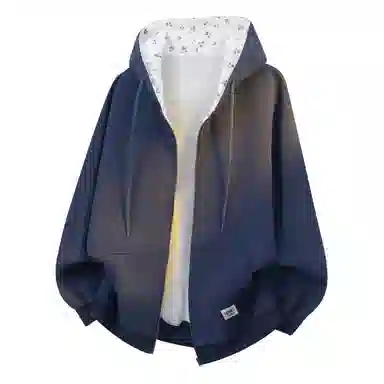 【dme】 时尚日常通勤百搭碎花拼接设计休闲开衫美式潮流宽松舒适连帽卫衣 男女同款