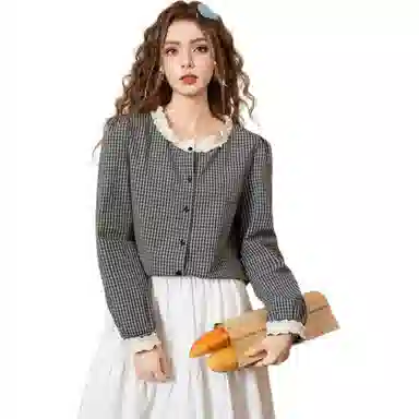 法文箱子 宽松春秋季学院风衬衫 女款