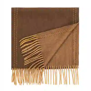 一米画纱 双面双色美拉德风高品质个性流苏外搭时尚加厚保暖轻奢舒适 山羊绒 绒线围巾 女款