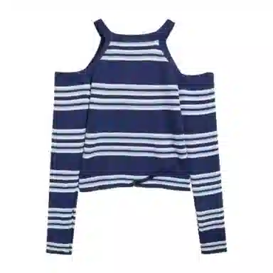 望莱仕 条纹适中合身长袖针织衫 女款