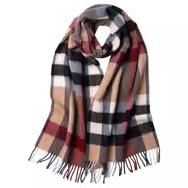 红豆 时尚格子保暖柔软舒适百搭 羊毛 绒线围巾 男女同款情侣款