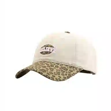 艾佳微 复古辣妹豹纹拼接棒球帽韩版潮牌字母刺绣显脸小 棉 鸭舌帽 男女同款情侣款