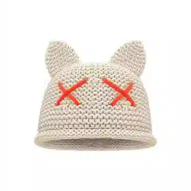 恩僾德 韩版可爱猫耳朵小众百搭高颜值保暖手工针织日系显脸小高颜值甜美包头 聚酯纤维 绒线帽 男女同款情侣款