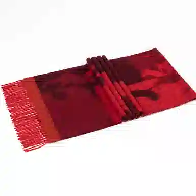 一米画纱 优雅保暖高级气质提花粗纺工艺加厚保暖高端轻奢优雅流苏 山羊绒 绒线围巾 女款