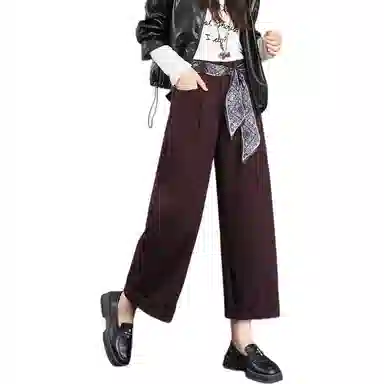 法文箱子 宽松纯色窄版休闲裤 女款