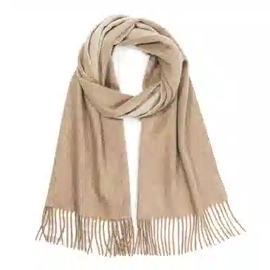 一米画纱 双面双色美拉德风高品质个性流苏外搭时尚加厚保暖轻奢舒适 山羊绒 绒线围巾 女款