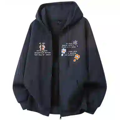 阿凡迪 【华棉重磅】美式高街校园基础款卡通猫咪像素风品牌字母高级感印花潮流百搭少年感个性穿搭无性别宽松拉链开衫连帽卫衣 男女同款