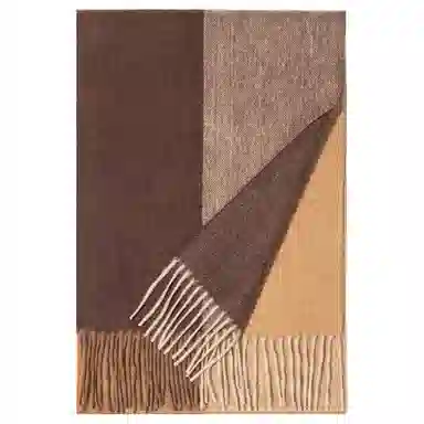 一米画纱 高级感小众气质流苏渐变时尚加厚保暖外搭防寒粗纺工艺 山羊绒 绒线围巾 女款