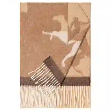 一米画纱 优雅保暖高级气质提花粗纺工艺加厚保暖高端轻奢优雅流苏 山羊绒 绒线围巾 女款