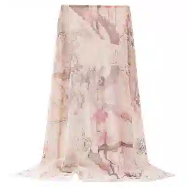 一米画纱 轻盈柔美细腻亲肤保暖空调披肩高档斜纹喷绘印花自然时尚旅游拍照 山羊绒 绒线围巾 女款