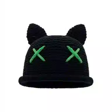 恩僾德 韩版可爱猫耳朵小众百搭高颜值保暖手工针织日系显脸小高颜值甜美包头 聚酯纤维 绒线帽 男女同款情侣款