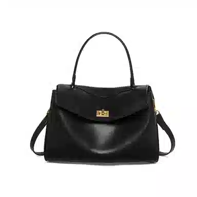 纳兰杜 经典气质时尚百搭大容量高级感简约休闲复古通勤小众品牌单肩斜挎包 牛皮拼合成革 手提包 常规 女款 子夜黑/车厘子红