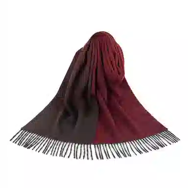 一米画纱 高级感小众气质流苏渐变时尚加厚保暖外搭防寒粗纺工艺 山羊绒 绒线围巾 女款