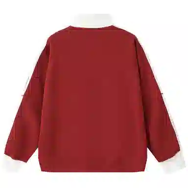 ER Retro Badge Stripe Colorblock Zip-Up Sweatshirt