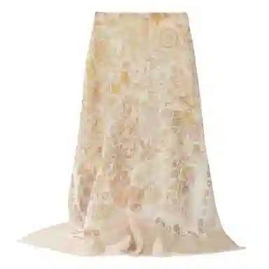 一米画纱 轻盈柔美细腻亲肤保暖空调披肩高档斜纹喷绘印花自然时尚旅游拍照 山羊绒 绒线围巾 女款