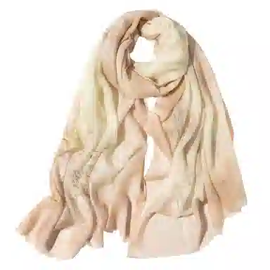 一米画纱 轻盈柔美细腻亲肤保暖空调披肩高档斜纹喷绘印花自然时尚旅游拍照 山羊绒 绒线围巾 女款