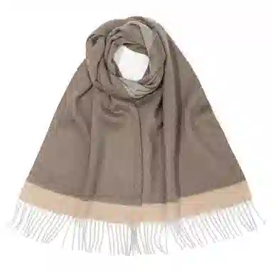 一米画纱 双面双色美拉德风高品质个性流苏外搭时尚加厚保暖轻奢舒适 山羊绒 绒线围巾 女款