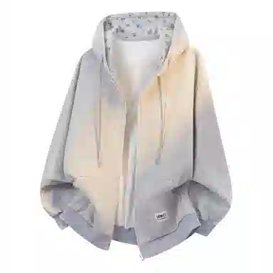 【dme】 时尚日常通勤百搭碎花拼接设计休闲开衫美式潮流宽松舒适连帽卫衣 男女同款