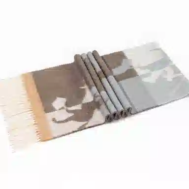 一米画纱 优雅保暖高级气质提花粗纺工艺加厚保暖高端轻奢优雅流苏 山羊绒 绒线围巾 女款