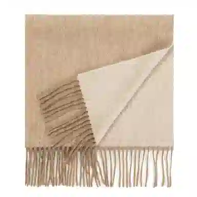 一米画纱 双面双色美拉德风高品质个性流苏外搭时尚加厚保暖轻奢舒适 山羊绒 绒线围巾 女款