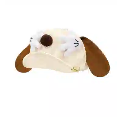 钓鱼熊 可爱卡通小狗耳朵显脸小百搭云朵大头围 聚酯纤维 贝雷帽 男女同款情侣款