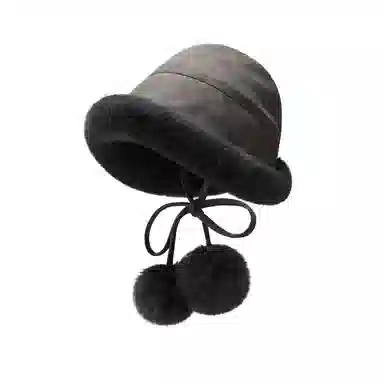 稻草人 秋冬甜美可爱百搭毛绒盆帽显脸小 加绒保暖防风 麂皮绒 渔夫帽 女款