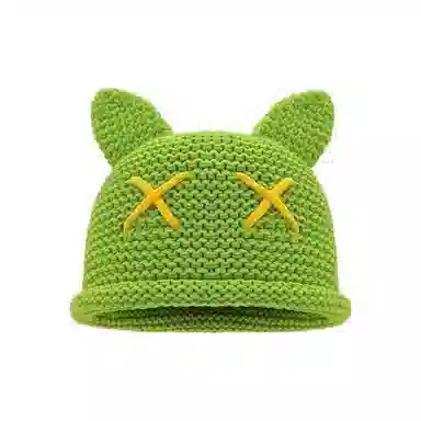 恩僾德 韩版可爱猫耳朵小众百搭高颜值保暖手工针织日系显脸小高颜值甜美包头 聚酯纤维 绒线帽 男女同款情侣款