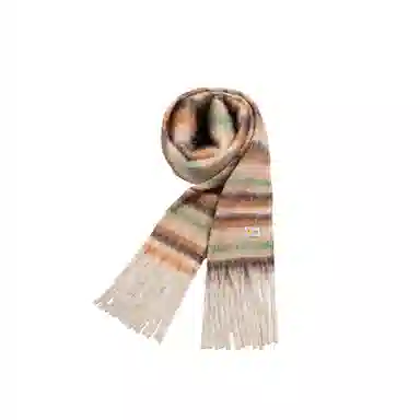 卡皮巴拉小黄豚 高级感百搭条纹保暖加厚复古流苏时尚 聚酯纤维 绒线围巾 男女同款情侣款