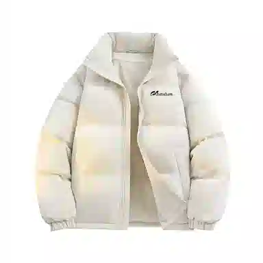 鸭鸭 舒适纯色拉链开合落肩长袖短款羽绒服 男女同款