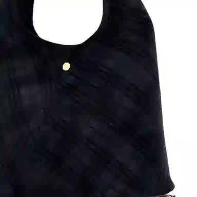 Burberry Check Cotton Shoulder Bag Black