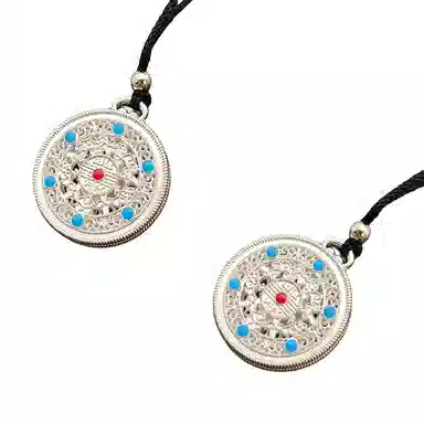 【正财偏财滚滚来】 零界 转动罗盘风生水起！ 新中式国潮复古风八宝花盘  一款两用 可挂可戴#好运 合金 挂件 男女同款情侣款