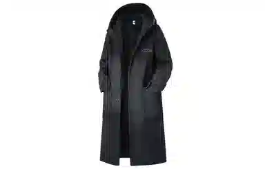 大卫贝肯 美式高街简约复古假两件连帽时尚韩版加棉加厚单排扣中长款毛呢大衣 男女同款