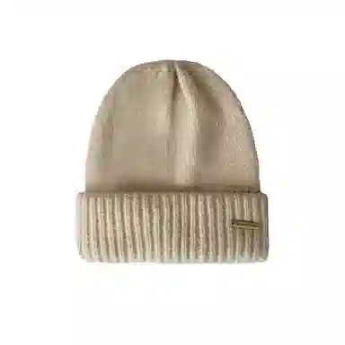 艾佳微 保暖堆堆帽韩版潮金属标针织帽显脸小宽松加厚 马海毛 绒线帽 男女同款情侣款