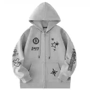 大卫贝肯 美式潮流高街品牌印花日常百搭舒适开衫宽松长袖卫衣 男女同款