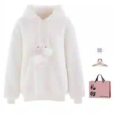 柏黛妃 可爱兔耳长袖连帽设计感宽松卫衣 女款