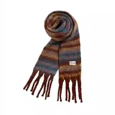 卡皮巴拉小黄豚 高级感百搭条纹保暖加厚复古流苏时尚 聚酯纤维 绒线围巾 男女同款情侣款