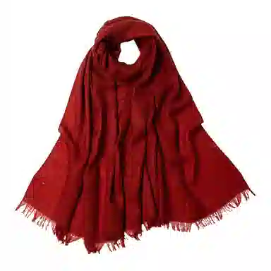 红豆 简约纯色轻盈舒适保暖时尚百搭 羊毛 绒线围巾 男女同款情侣款