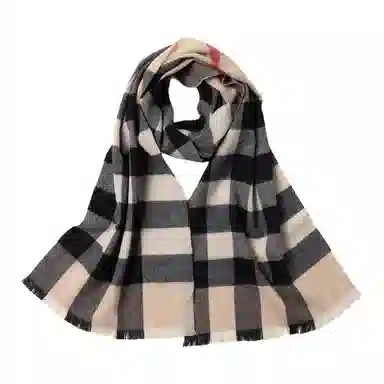 红豆 复古格纹时尚百搭保暖 羊毛 绒线围巾 男女同款情侣款