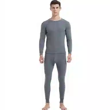 兰缪 韩式绅士简约棉质高弹力舒适贴身透气百搭打底秋衣秋裤家居服睡衣保暖套装 男款