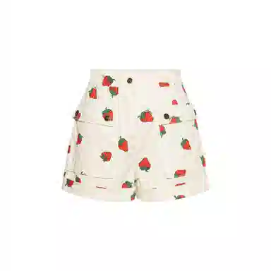 GUCCI Strawberry Print Cotton Twill Short