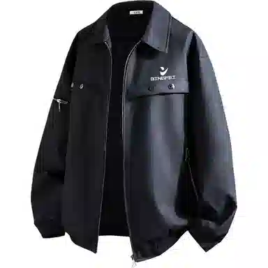 冰飞 美式机车服春秋纽扣装饰宽松痞帅无性别主义时尚户外机能皮衣 男女同款