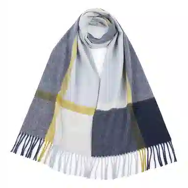 红豆 大气格纹时尚百搭舒适保暖 羊绒 绒线围巾 男女同款情侣款