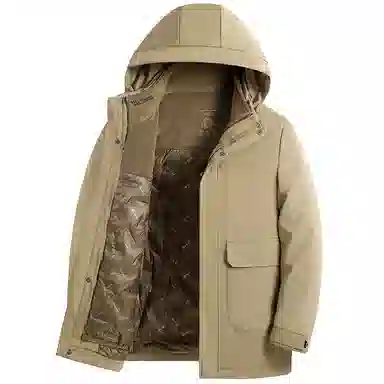 Laoyeche Winter Jacket Hooded Detachable Liner