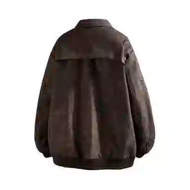 冰飞 美式机车服春秋纽扣装饰宽松痞帅无性别主义时尚户外机能皮衣 男女同款