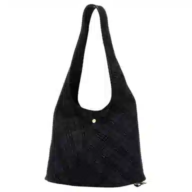 Burberry Check Cotton Shoulder Bag Black